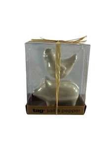 Tag Salt Pepper Shakers Chicken Pig White Ceramic Country Cottage Core New - Picture 1 of 6