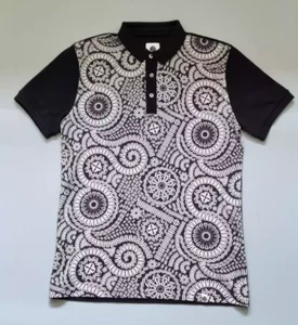 Pretty Green Retro Blade Pattern Polo T Shirt Black White Men's Size Small - Picture 1 of 16