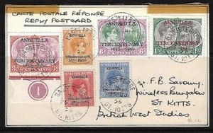 BRITISH WEST INDIES ST KITTS 1956 BASSETERE CDs TYING ANGUILLA TERCENTENARY OVPT - Picture 1 of 1