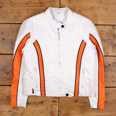 Vintage Hot Leathers Racing Jacket M Padded White Womens - Image 1 of 4