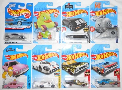 LOT OF 8: New Hot Wheels Simpsons Duck N Roll Batman Grumobile Coronet Porsche - Image 1 of 4