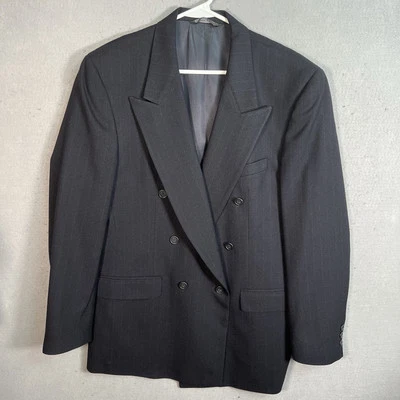Christian Dior Monsieur Blazer Mens Dark Gray Striped Double Breasted - Image 1 of 4
