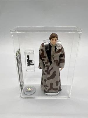Gabardina vintage Kenner graduada Han Solo 1984 sin certificado de autenticidad suelta CAS 80+ solapa camuflada Foto 1 de 4