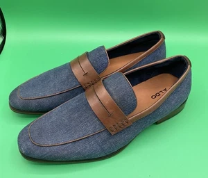 Aldo Men's Navy Blue and Brown Leather  US Size 9.5 Excellent Condition - Picture 1 of 11