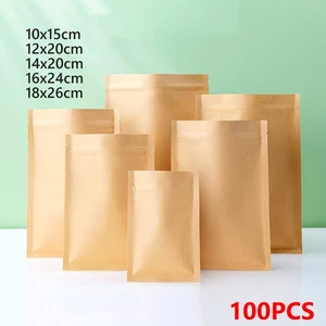 Druckverschlussbeutel Kraftpapier Beutel ZIP-Beutel Schnellverschluss Tüte - Picture 1 of 6