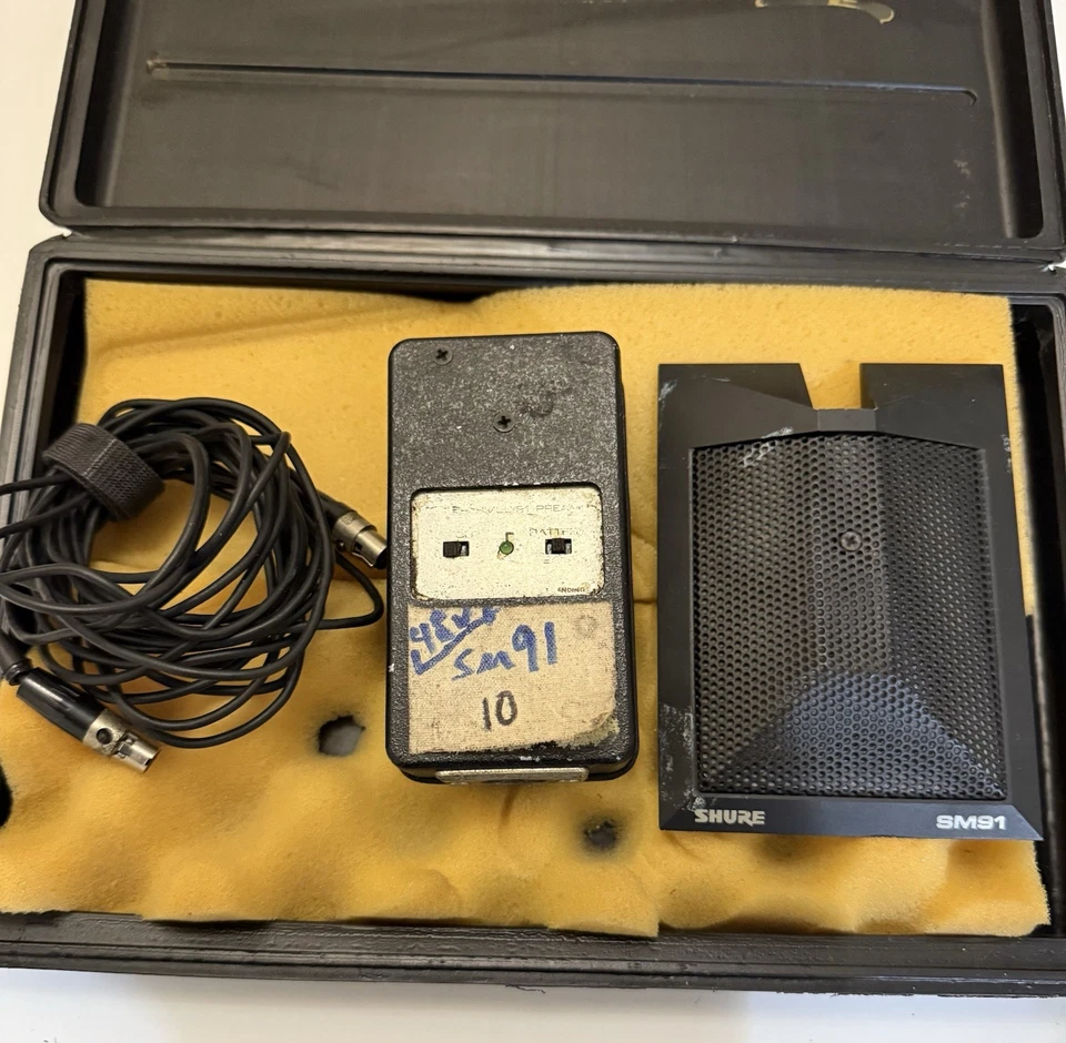 Vintage Shure sm91 Microphone Boundary Condenser Mic with 94A1670 Preamp + Cable - Image 1 of 4