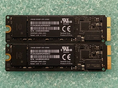 2x Apple / SanDisk SD6PQ4M-256G-1021 655-1838C 256GB SDNEP SSD Estado Sólido C1416 Foto 1 de 4