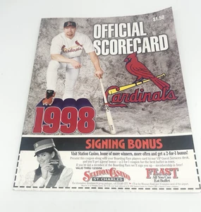 ⚾️ 1998 St Louis Cardinals Official Scorecard v Atlanta Braves MARK McGWIRE 8/29 - Picture 1 of 8