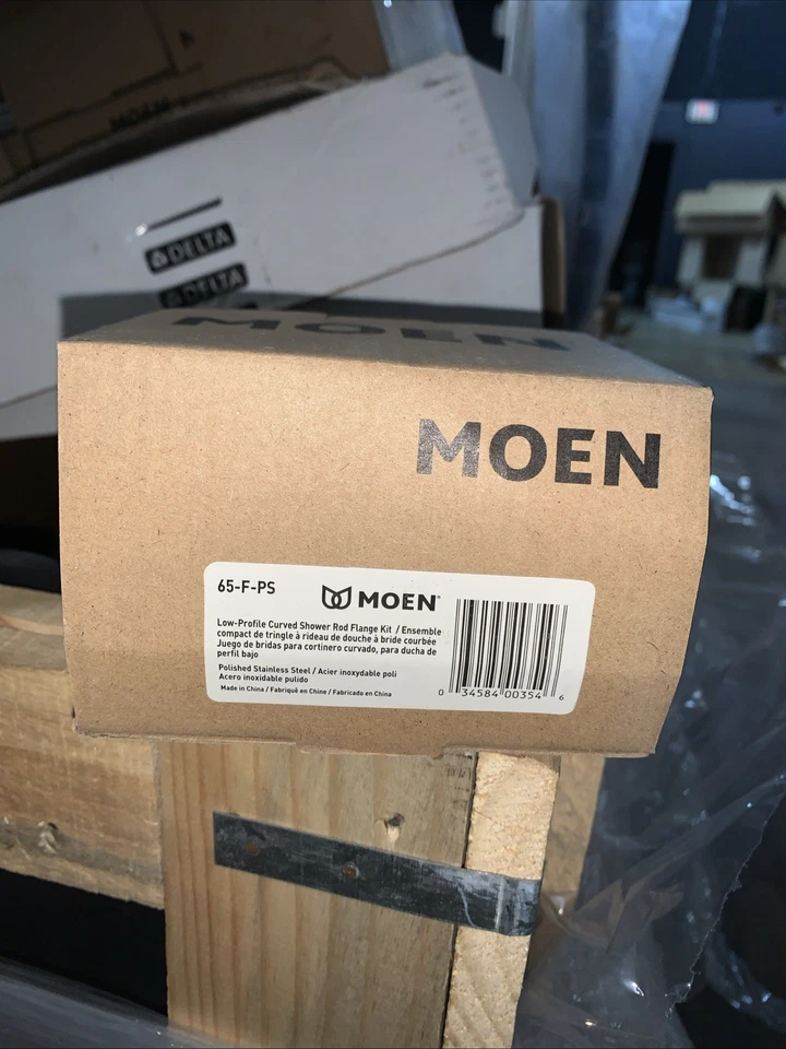 Moen 65FPS Donner Curved Shower Rod Flange Kit in Polished Stainless