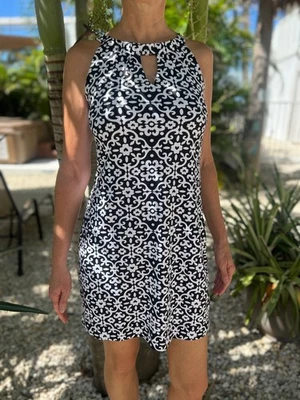 Lulu-B  Sleeveless Keyhole Dress GHBK Black/White Size XS UPF 50+ - Image 1 of 4