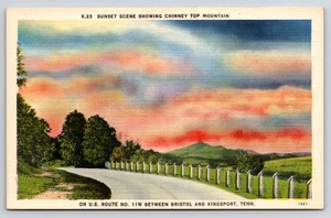 Escena de puesta de sol mostrando chimenea Top Mountain en la ruta de EE. UU. 11 W Bristol-Kingsport - Imagen 1 de 2