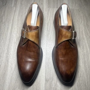 Magnanni Marco II Monk Strap Men Leather Dress Shoes Cuero Brown Size 12M - Picture 1 of 7