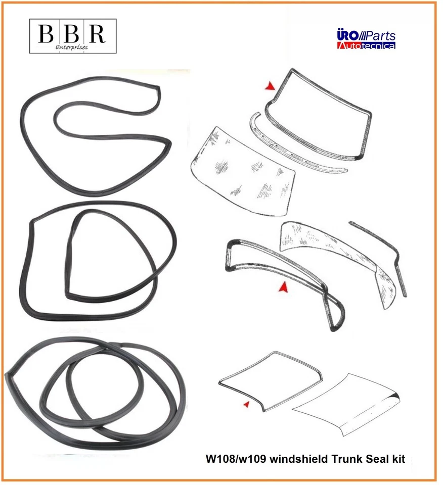 NUEVO W108 W109 MERCEDES FT y RR. KIT DE SELLADO PARABRISAS Y MALETERO 250 280 300 Foto 1 de 1