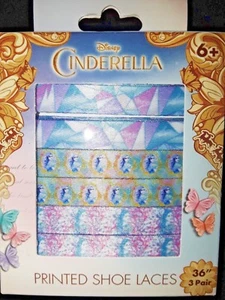 DISNEY CINDERELLA All Over Print Double Sided Shoe Laces 3 PAIR NEW 36 Inches - Picture 1 of 2