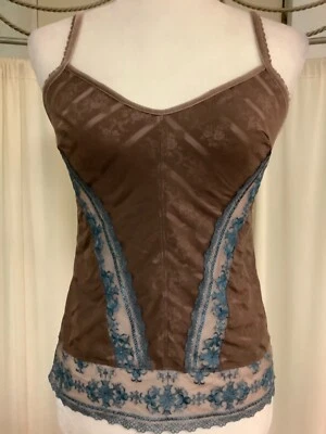 Camiseta sin mangas Wolford multicolor recortada espalda transparente cami terciopelo encaje correa espagueti  Foto 1 de 4