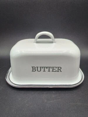 White Enamelware butter dish 7 1/4” X 5 1/4” Farmhouse, rustic - Изображение 1 из 4