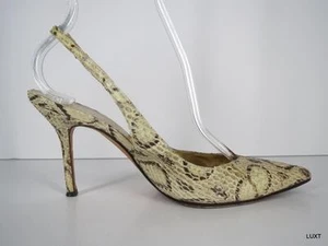 Zapatos de salón Dolce Gabbana $775 talla 5.5 35.5 bronceado piel de serpiente punta puntiaguda cabestrillo - Imagen 1 de 11