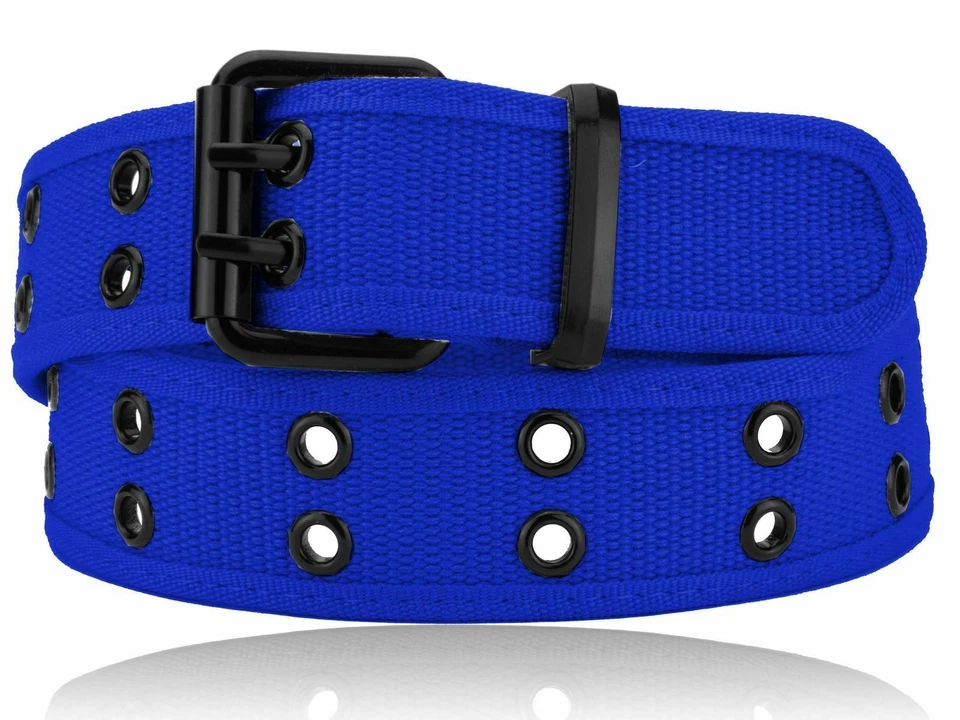 Cinturón Premium Doble Fila Ojal 2 Agujeros Selección Lona Web Stud Motociclista Punk Gótico Emo Foto 1 de 1