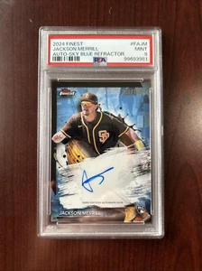 2024 Topps Finest Sky Blue Refractor Jackson Merrill RC Rookie AUTO #/150 PSA 9 - Picture 1 of 2