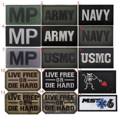 Embroidered Live Free Or Die Hard NAVY ARMY USMC Hook Loop Patch Fastener Badge - Image 1 of 2
