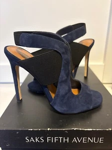 Saks Fifth Avenue Women's Blue Suede Dress Shoes Size 5.5 M - Picture 1 of 5