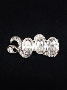 Y2K Joan Rivers Vintage Brosche silberfarben Millennium 2000 klar Kristall - Bild 1 von 7