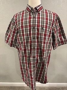 Mens Carhartt Short Sleeve Relaxed Fit Red Plaid Shirt, Large Tall - Picture 1 of 8
