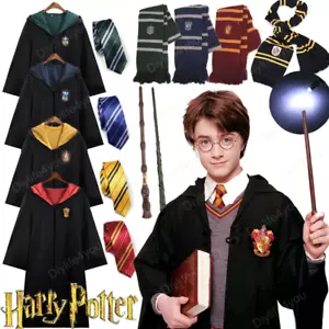 Harry Potter Kostüm Umhang Robe Mantel Krawatte Gryffindor Slytherin Ravenclaw - Bild 1 von 35