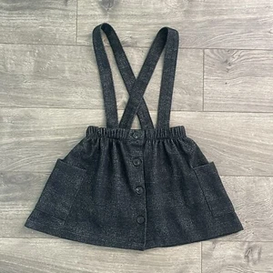 Zara Kids Collection Girls Size 6 Charcoal Knit Suspender Skirt - Picture 1 of 5