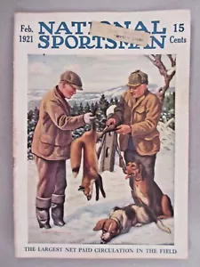 National Sportsman Magazine - February, 1921 - COVER ONLY ~~ fox hunting in snow - Picture 1 of 1