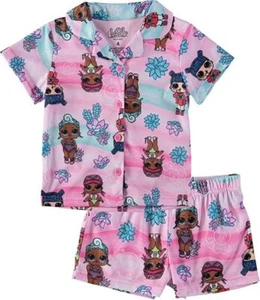 L.O.L. Surprise! Girls’ Tropical Vacation Time Button-Front Sleepwear, Pink, 8 - Picture 1 of 10