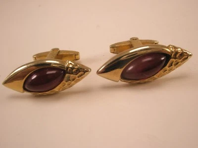 Gemelos FOSTER de calidad vintage tono dorado piedra roja sangre diseño simple liso Foto 1 de 4