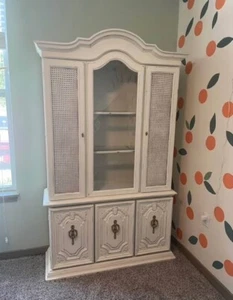 Antique Farmhouse White China Cabinet - Picture 1 of 6