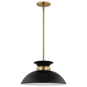 Nuvo Lighting Perkins 1 Light Small Pendant, Black/Burnished Brass - 60-7460 - Picture 1 of 1