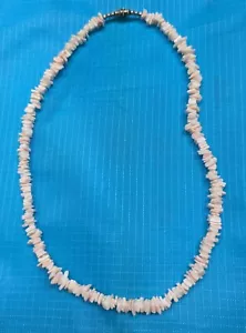 Vintage Puka Shell Fresh Water Pearl Necklace 17 inch. Boho Beach - Picture 1 of 8