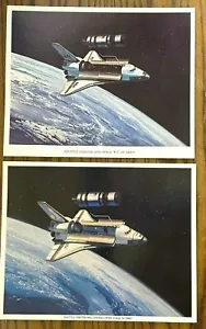Vintage NASA Space Shuttle Konzept Lithographie Drucke - 1975 Space Schlepper & 1977 IUS - Bild 1 von 9