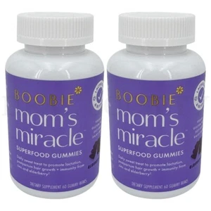 Boobie Bears Vegan Lactation Supplement Gummies Elderberry 60ct Each Lot of 2 - Picture 1 of 5