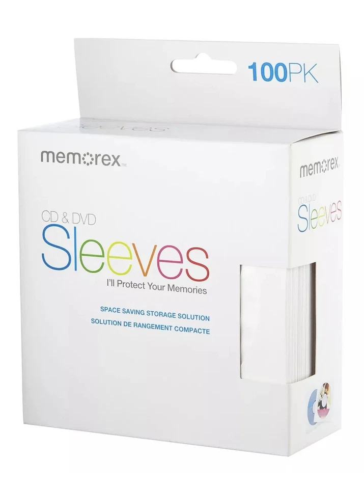 Lote de 100 g fundas de papel blanco Memorex ventana CD/DVD con solapa Foto 1 de 1