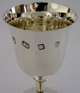 SUPERB MINT SOLID STERLING SILVER 100g GOBLET CHALICE CUP 1974 BARWARE - Picture 1 of 8