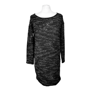 NEXT Short Glitter Dress Size 10 Black Grey Pockets Jumper Stretch Boucle Knit - Picture 1 of 20