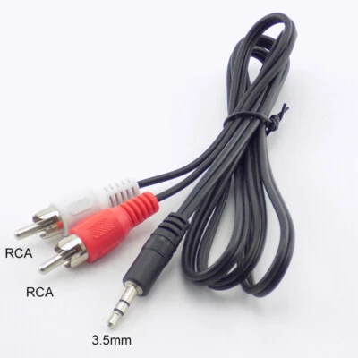 3.5mm 1/8" Jack Mini plug to 2 RCA Male Stereo Phono Audio Speaker Adapter Cable - Image 1 of 4