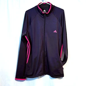 Adidas Trainingsjacke Damen XL Full Zip Training Gym Walks Freizeit Schwarz & Pink - Bild 1 von 13