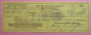 George Trafton Signed Check - Chicago Bears Football HOF - Picture 1 of 2