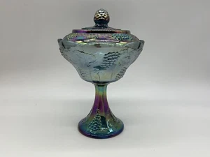 Indiana Carnival Glass Vintage Grape pedistal Candy dish - Picture 1 of 10