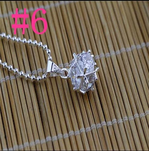 925 Sterling Silver Women Jewelry Crystal Ball Pendants Necklace Chain - Picture 1 of 1