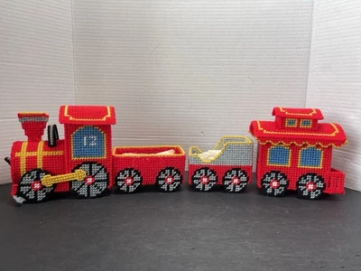 Punto de cruz de punto de aguja acabado de lona de plástico decoración tren de Navidad Foto 1 de 4