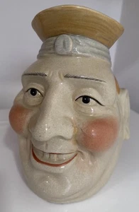 Antique Sarreguemines French Face Majolica Pitcher Jug Porcelain 9" - Picture 1 of 23