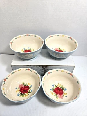 JUEGO DE 4-1 CUENCOS DE ROSA DULCE AZUL MUJER PIONERA ASTILLADOS Foto 1 de 3