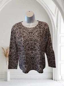 Croft & Barrow Classic Tee Gr. PL Pullover, L/S, grau/schwarz/rosa, Art Deco. NS-13 - Bild 1 von 8