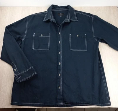 RUSTY Shirt Jacket Men's Size XL Heavyweight Cotton Button-Up Navy Blue - image 1 of 4